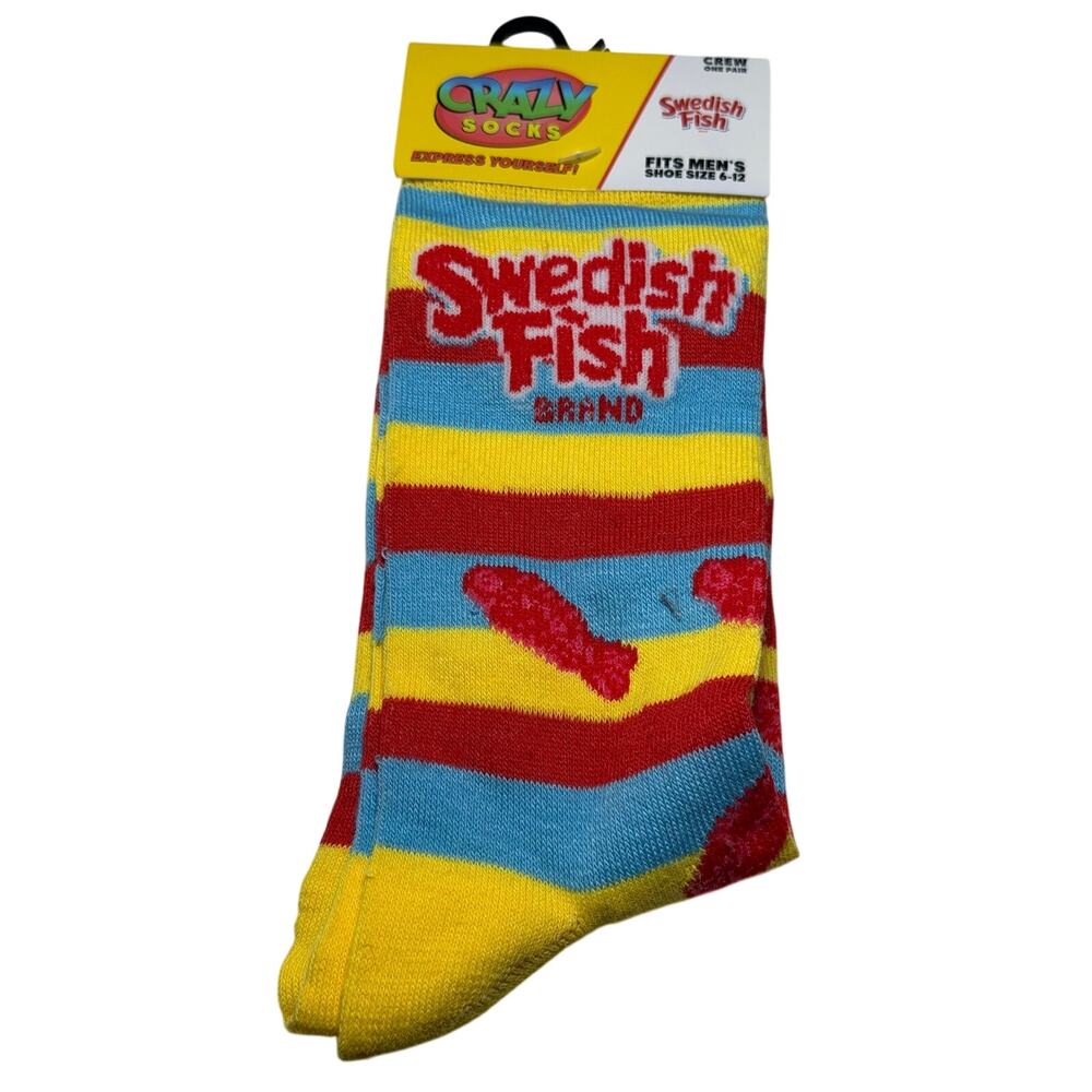 Swedish Fish Men's Novelty Crew Socks 1 Pair Shoe Size 6-12